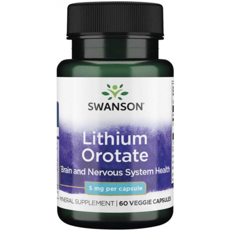 Swanson Liitium-orotaat 5 mg 60 vegan kapslit foto
